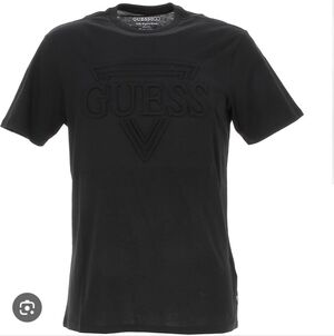 Guess Men's Embossed Logo Black T-Shirt Size XL